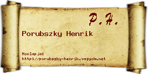 Porubszky Henrik névjegykártya